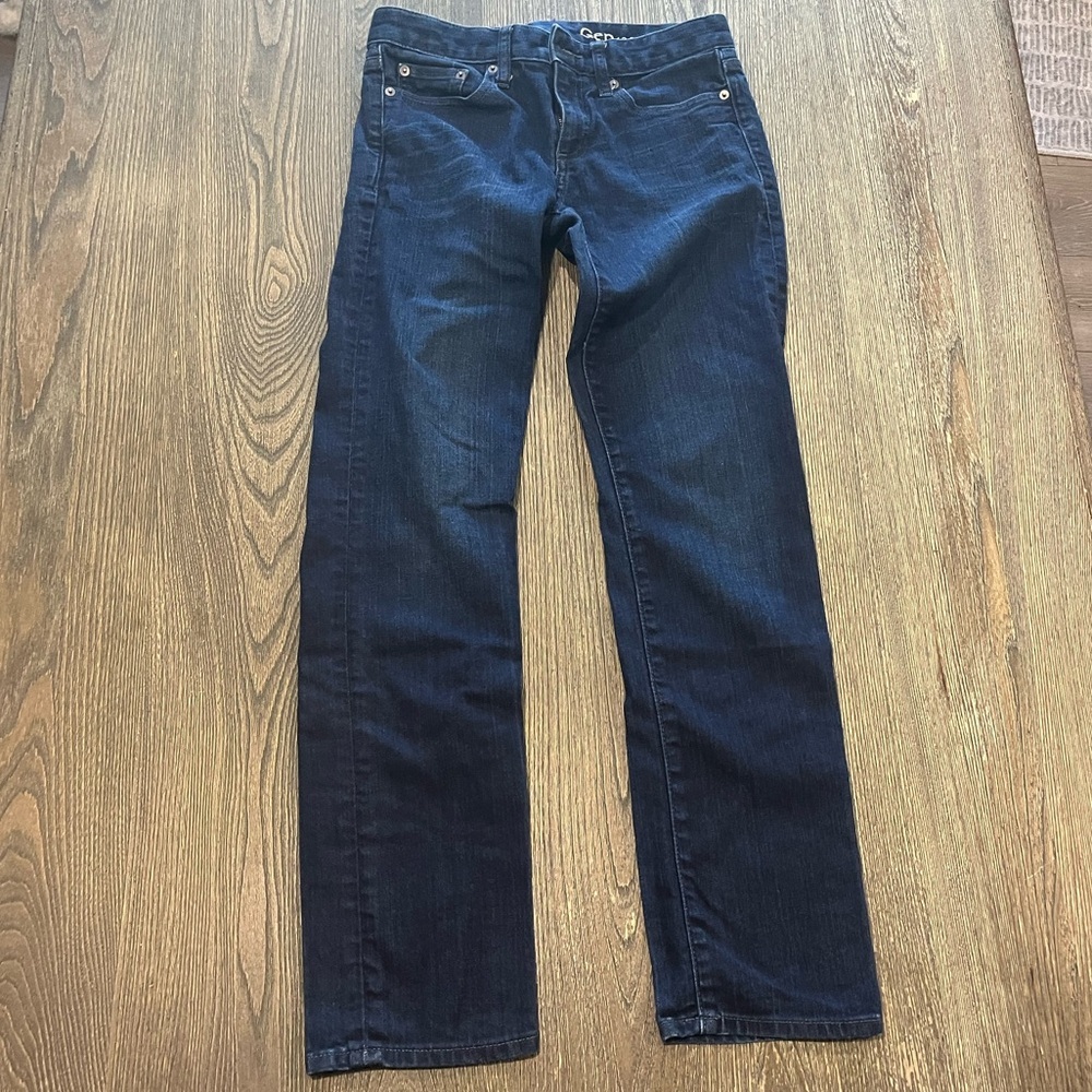 Gap 1969 Real Straight Jeans Pockets Casual Stretch Denim Dark Wash Size 26R